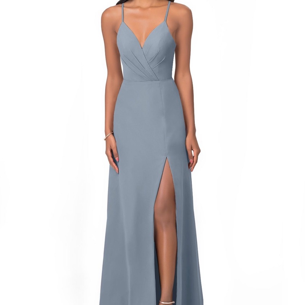 Azazie Everleigh Dusty Blue Size 8